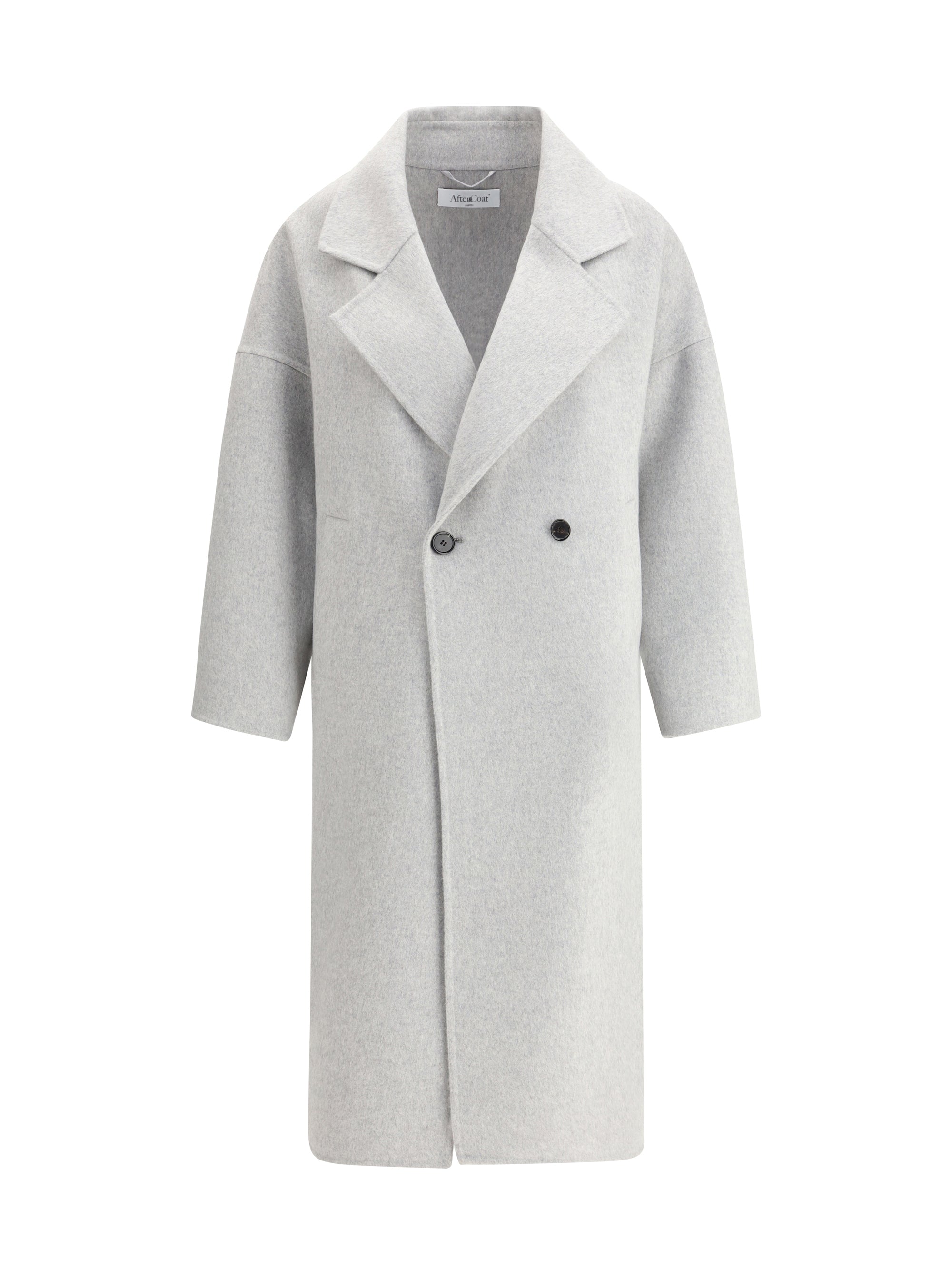Aftercoat Double-Breasted Wool-Cashmere Blend Coat — Gray
