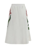 Farm Rio Floral Embroidered Linen Skirt — White