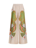 La Double J Printed Silk Trousers — Beige