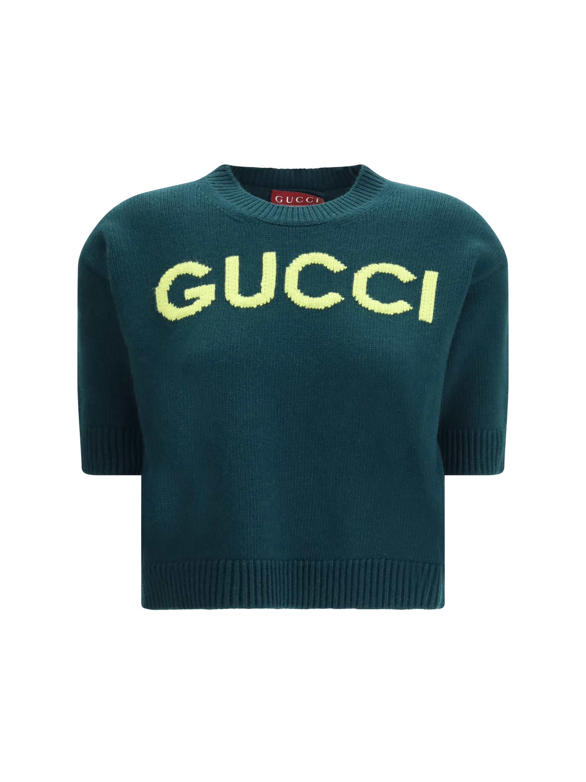Gucci Intarsia Logo Wool Sweater — Green