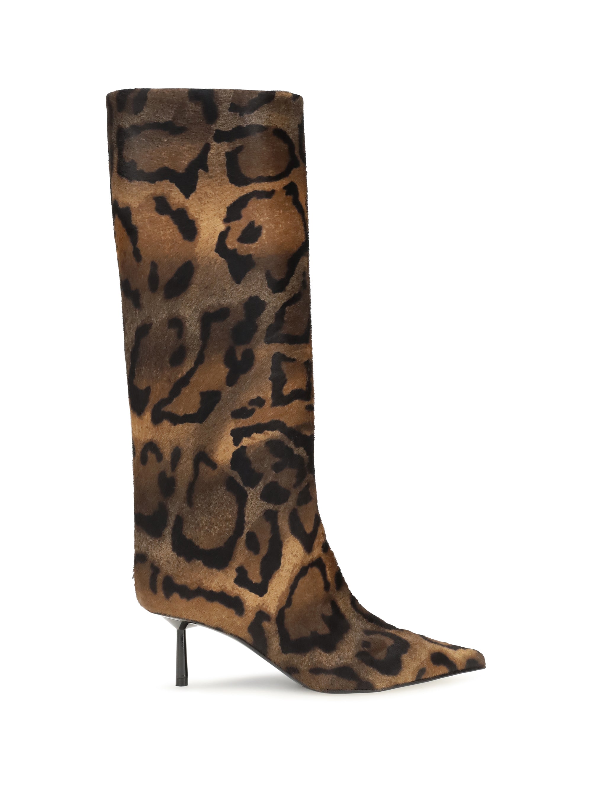 Le Silla Leopard-Print Horsehair Boot — Brown