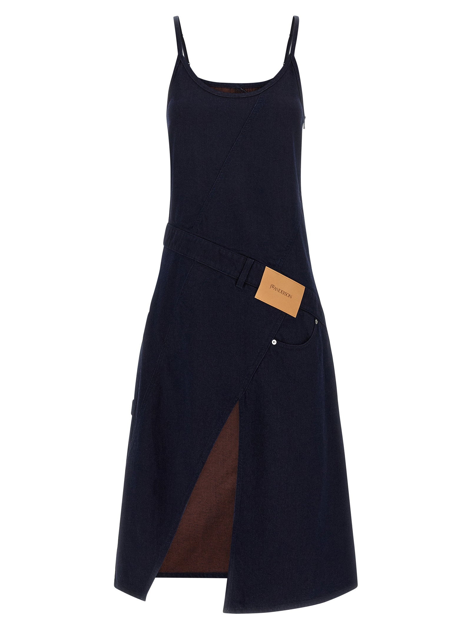 J.w.anderson Twisted Workwear Cotton Denim Dress — Navy