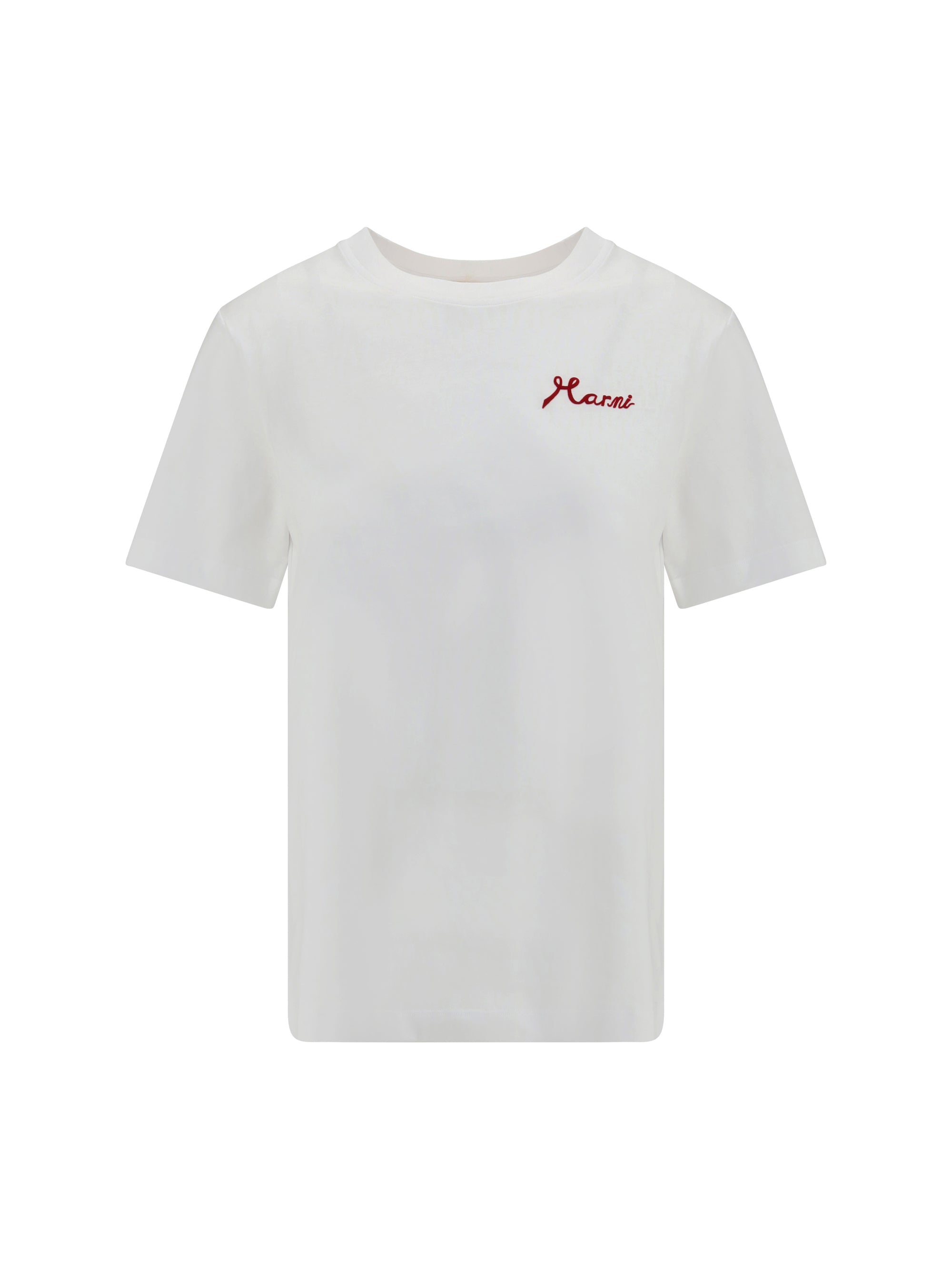 Marni Flocked Logo Cotton T-Shirt — White