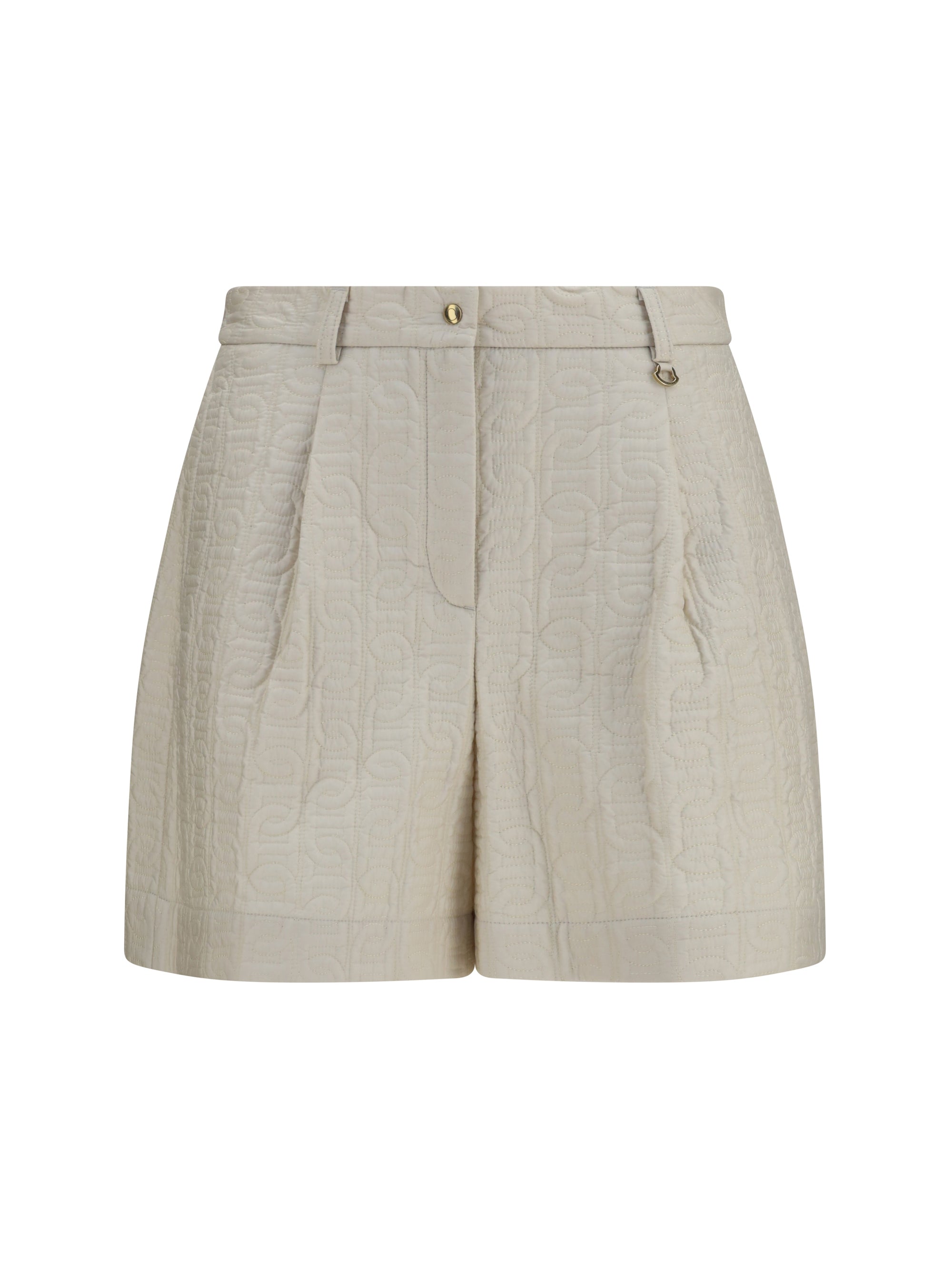 Moncler Logo Nylon Bermuda Shorts — Beige
