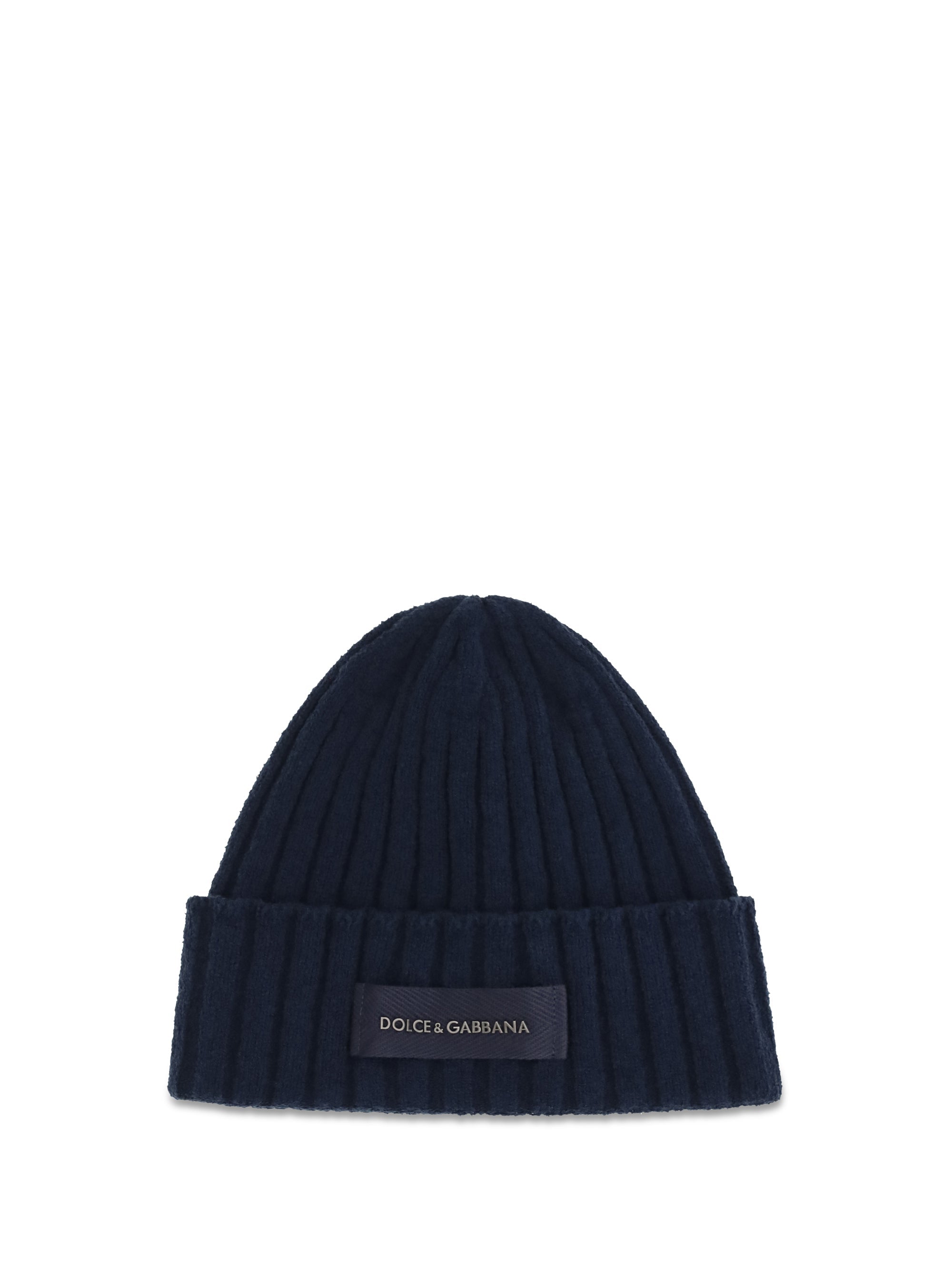 Dolce & Gabbana GX64KTJGMLK Ribbed Wool Beanie — Navy