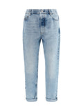 Brunello Cucinelli Straight-Leg Turn-Up Jeans — Blue