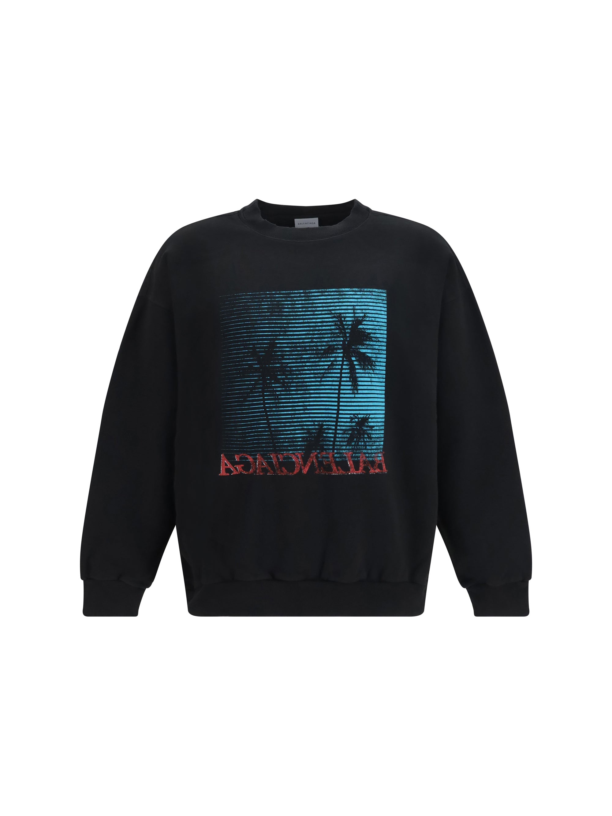 Balenciaga Printed Cotton Sweatshirt — Black