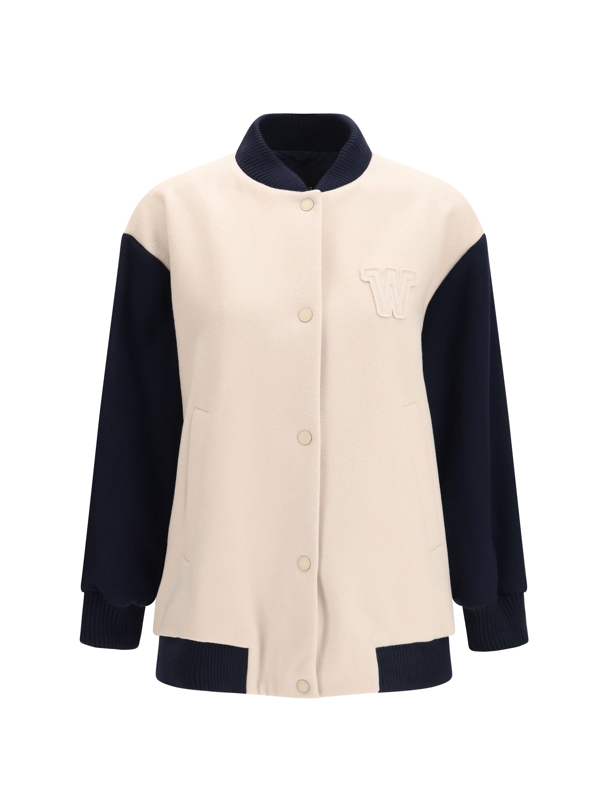 Max Mara Weekend Double Wool Oversized Bomber Jacket — Beige