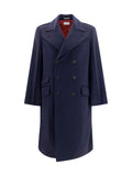 Brunello Cucinelli Double-Breasted Merino Wool Coat — Navy