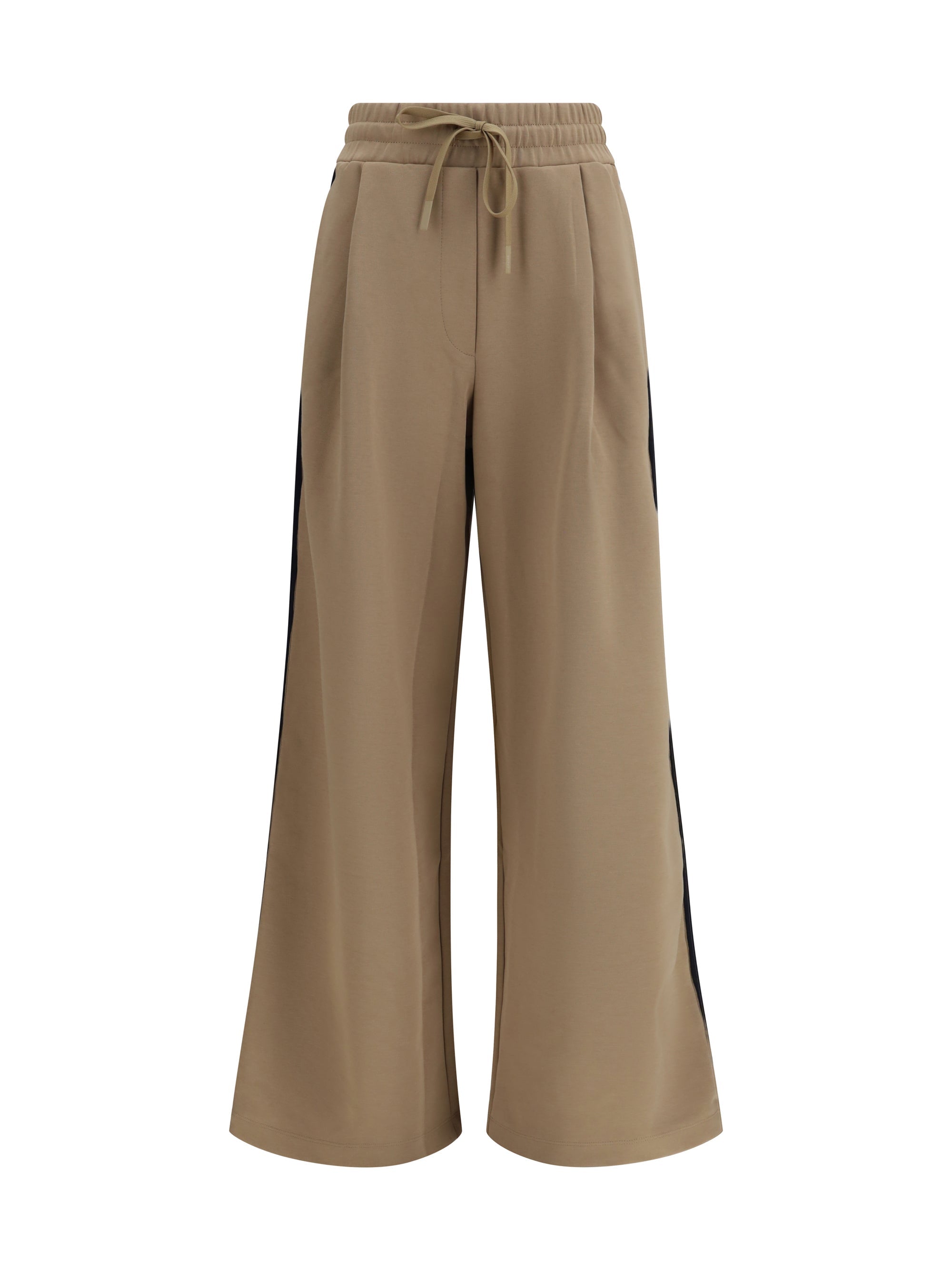 Max Mara Weekend Wide-leg Cotton Jersey Trousers — Beige