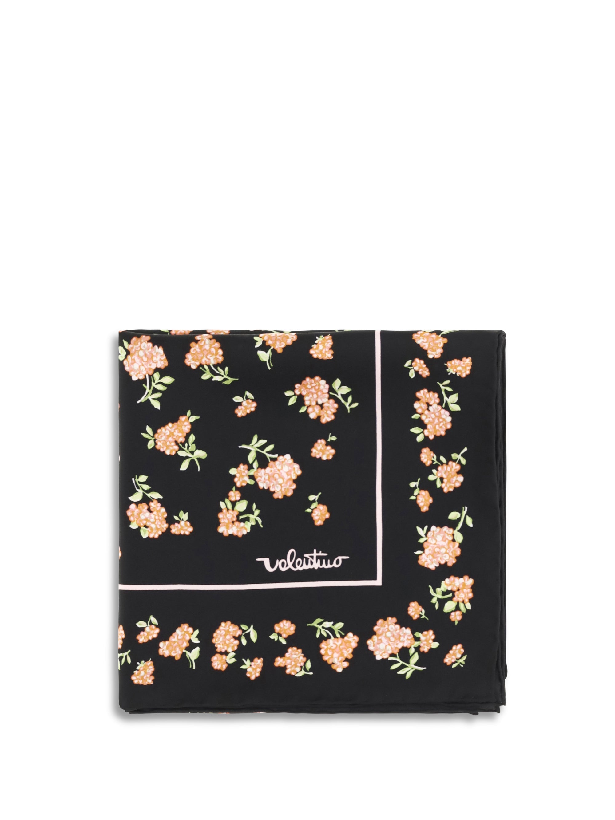 Valentino Garavani Silk Floral Print Scarf — Black