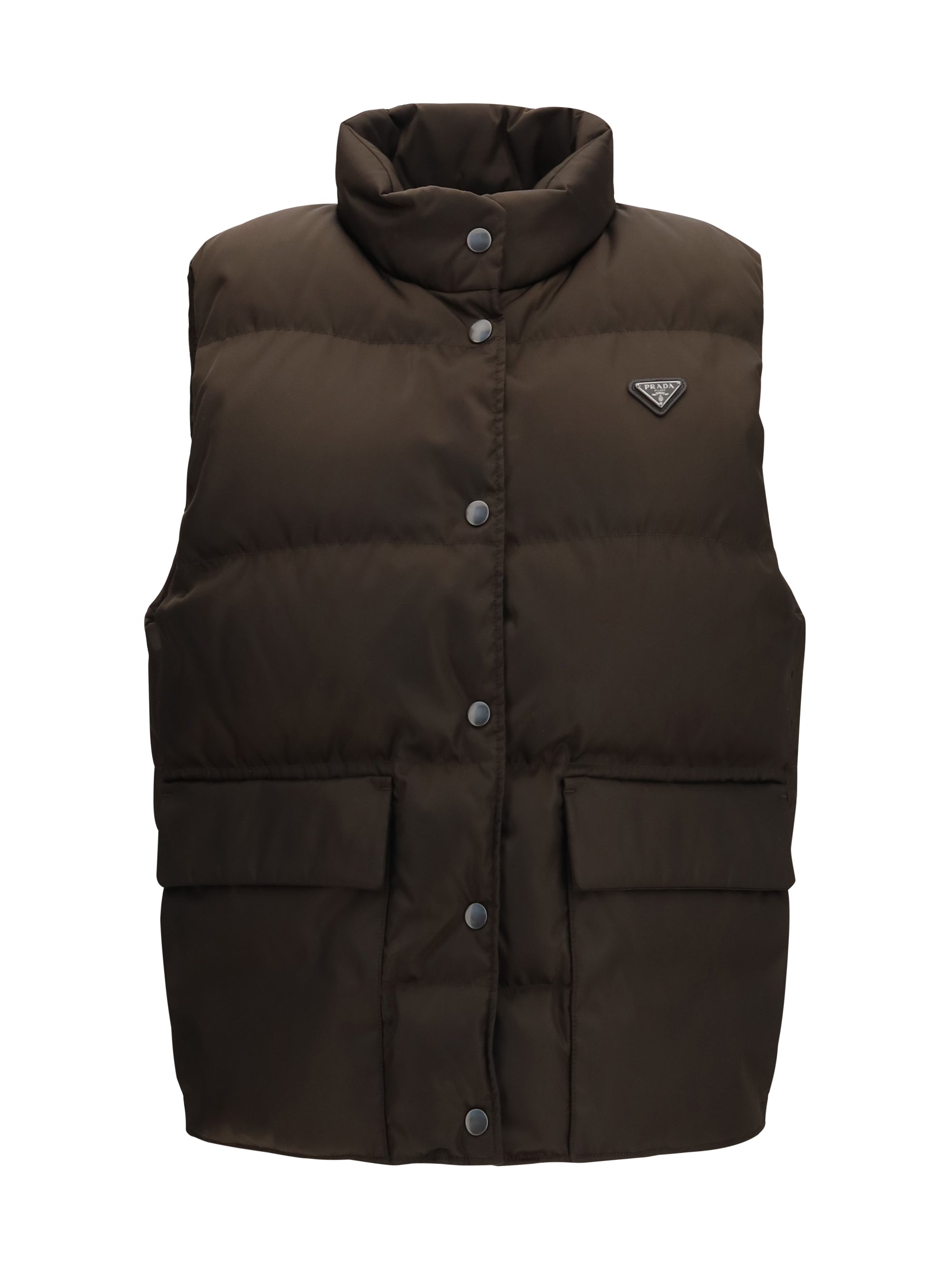 Prada Re-Nylon Down Gilet — Brown