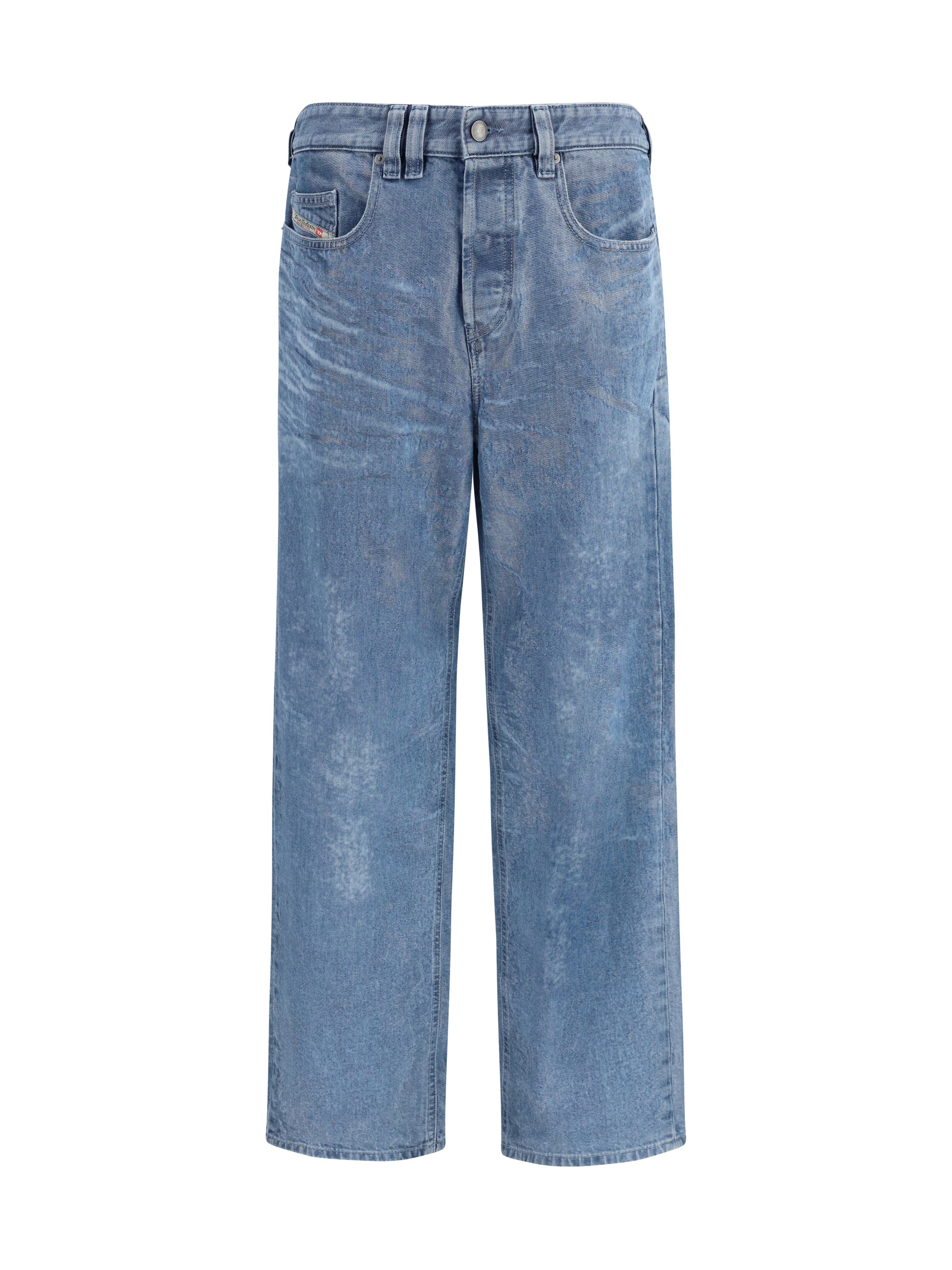 Diesel Straight-Fit Distressed Jeans — Blue