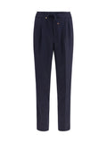 Brunello Cucinelli Virgin Wool Fleece Trousers — Navy
