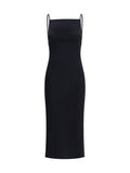 Givenchy Draped-Back Crepe Midi Dress — Black