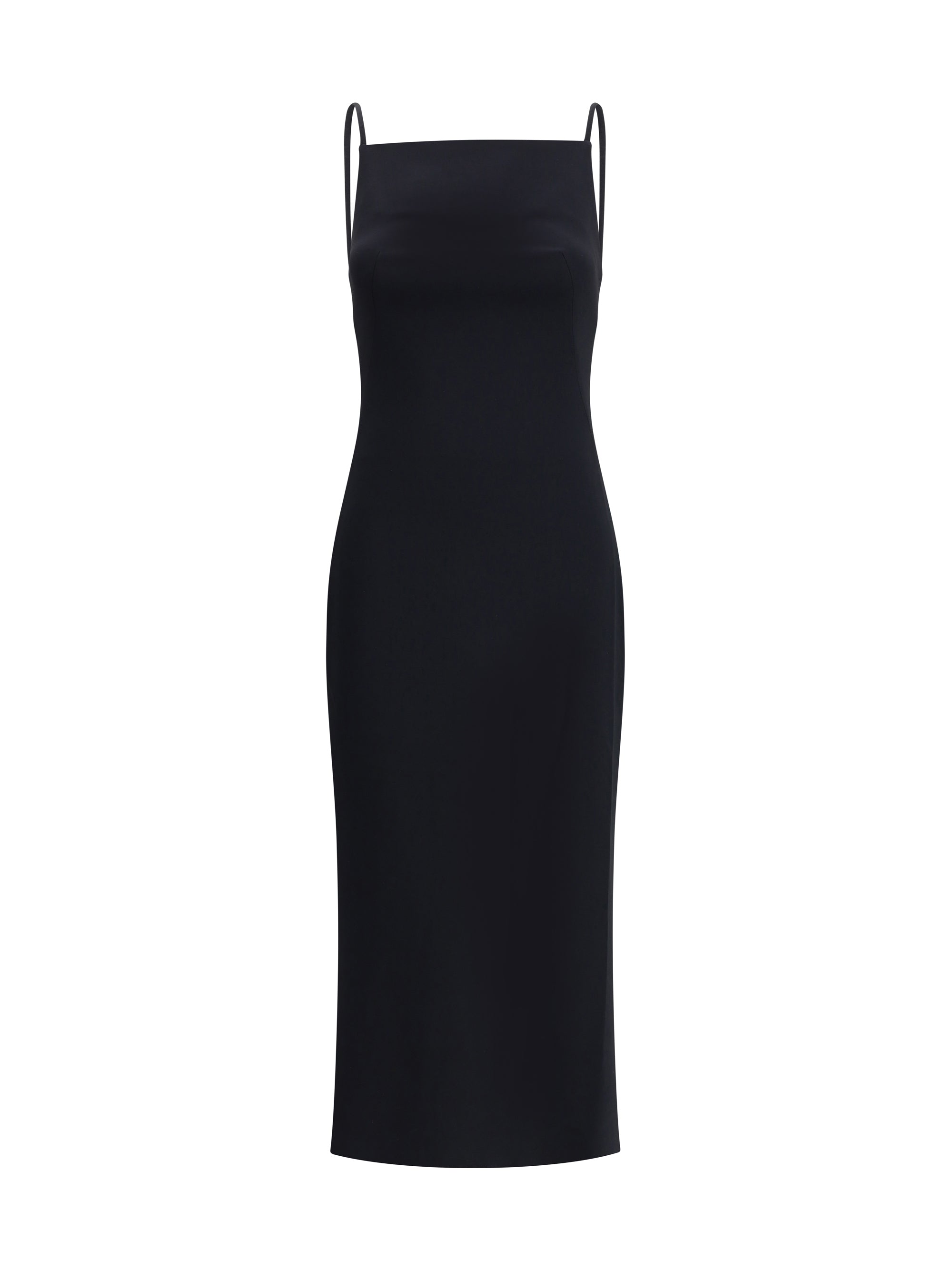 Givenchy Draped-Back Crepe Midi Dress — Black