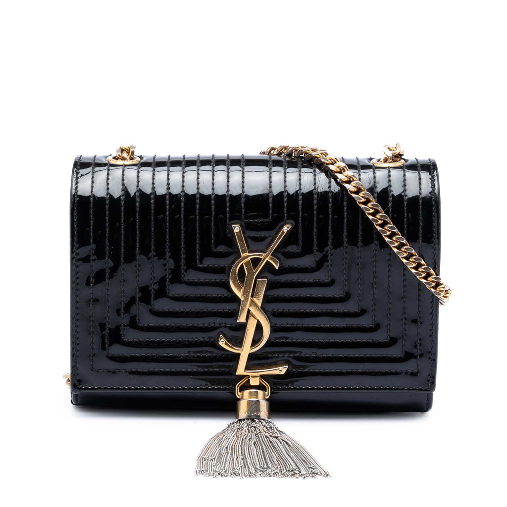 Small Quilted Patent Monogram Kate Tassel Crossbody