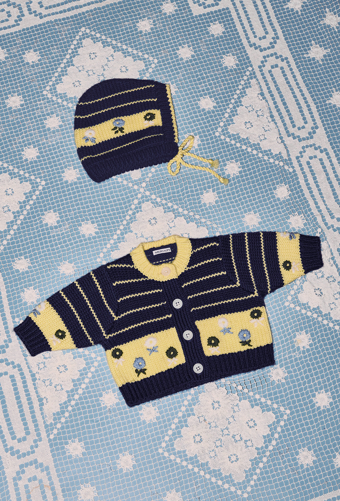 Delia Baby & Kids Cardigan - Navy/Limelight Yellow