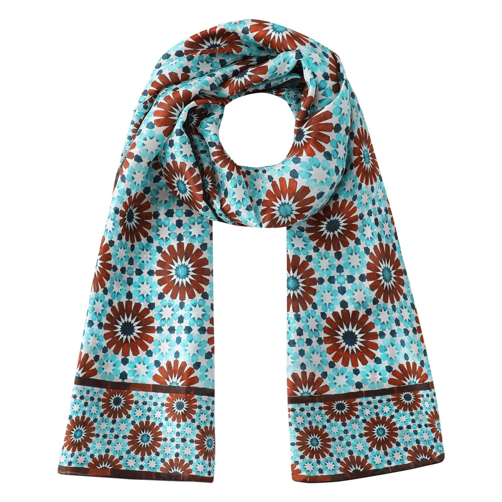 Brown and Blue Silk Scarf Layla