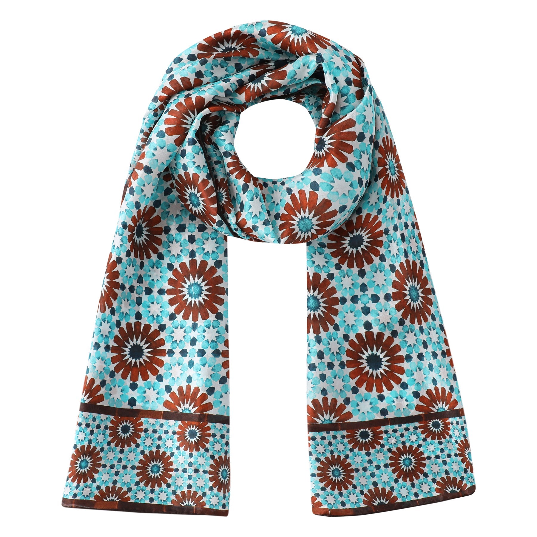 Brown and Blue Silk Scarf Layla