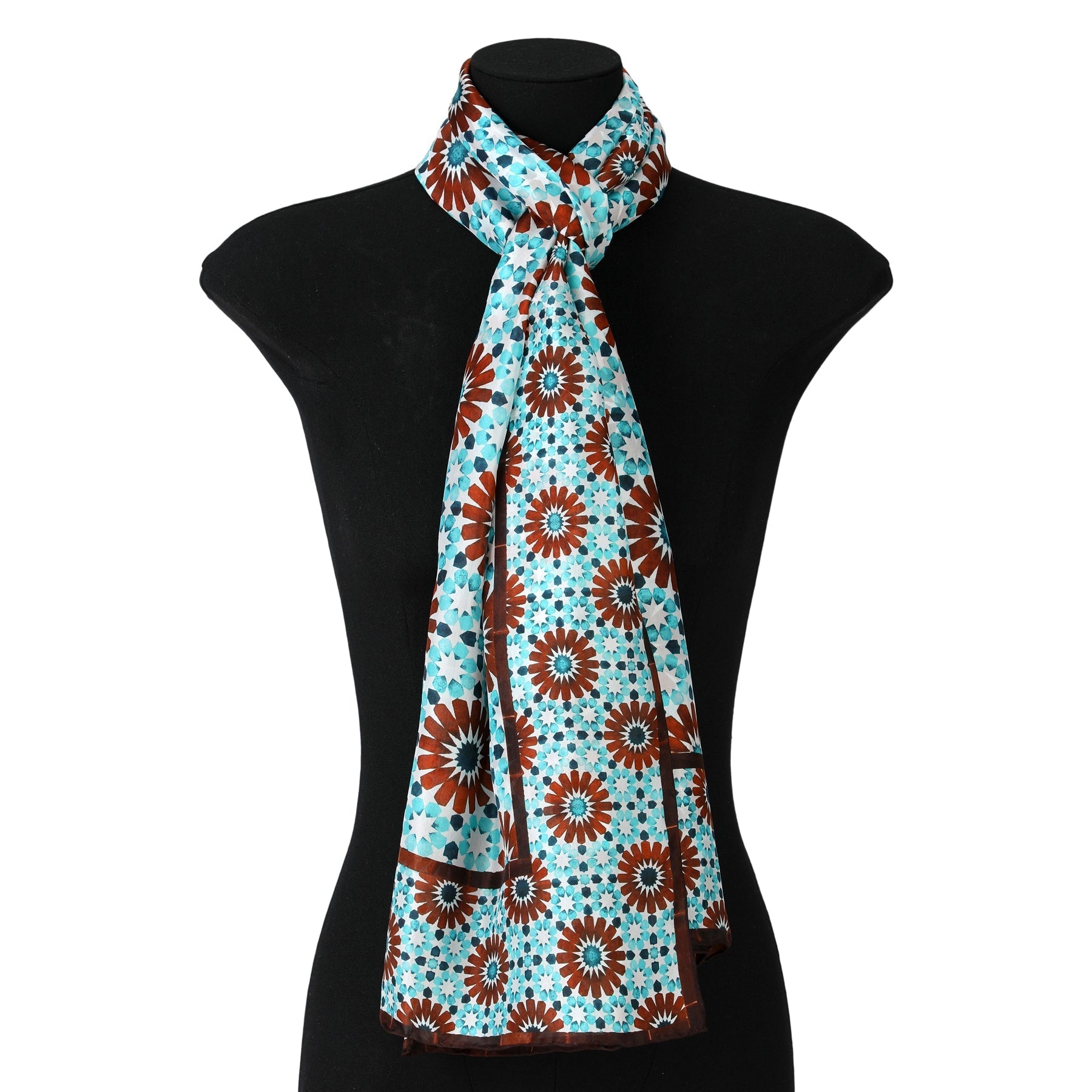 Brown and Blue Silk Scarf Layla