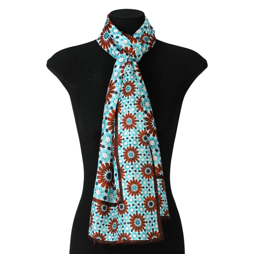 Brown and Blue Silk Scarf Layla