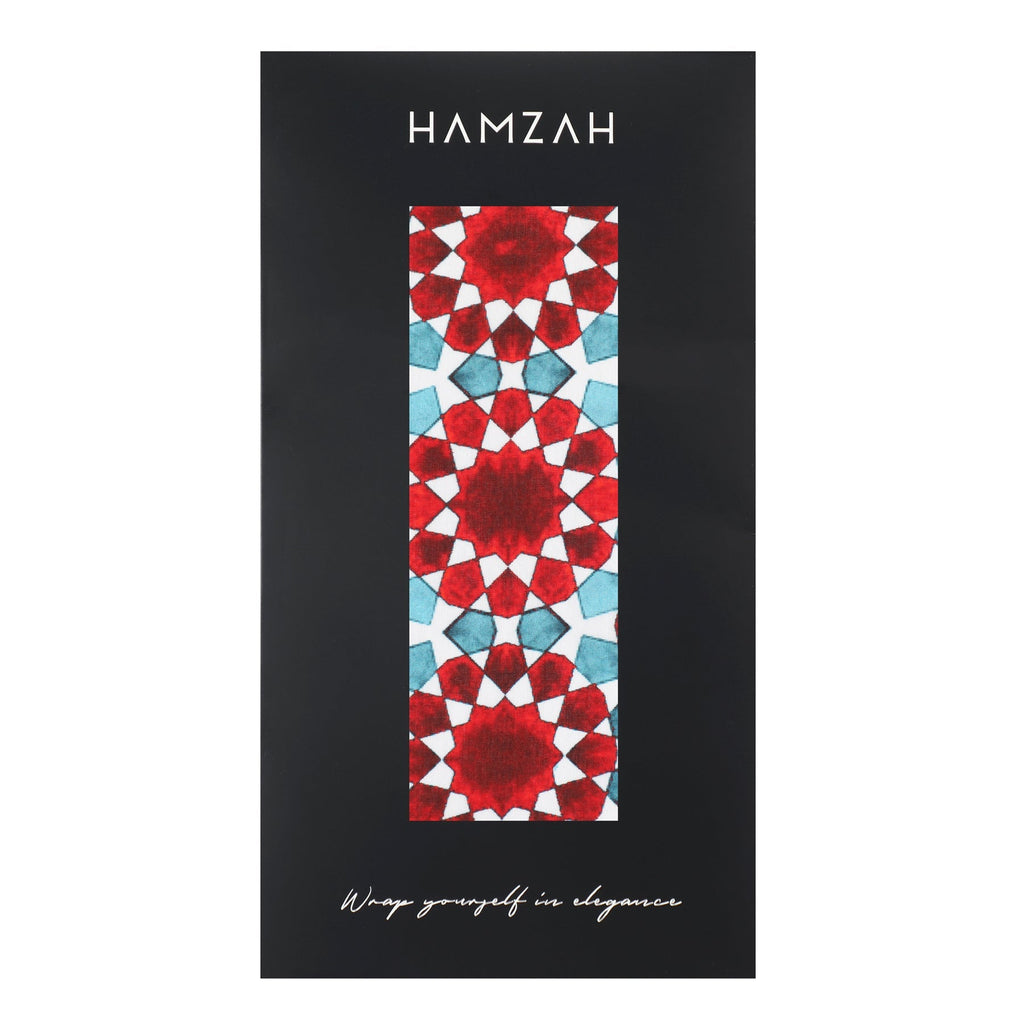 Red and Blue Large Silk Scarf Najma