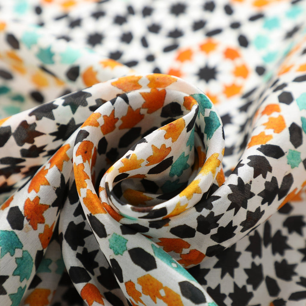 Green and Orange Silk Scarf Sabika