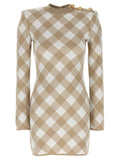 Balmain Vichy Dress — Beige