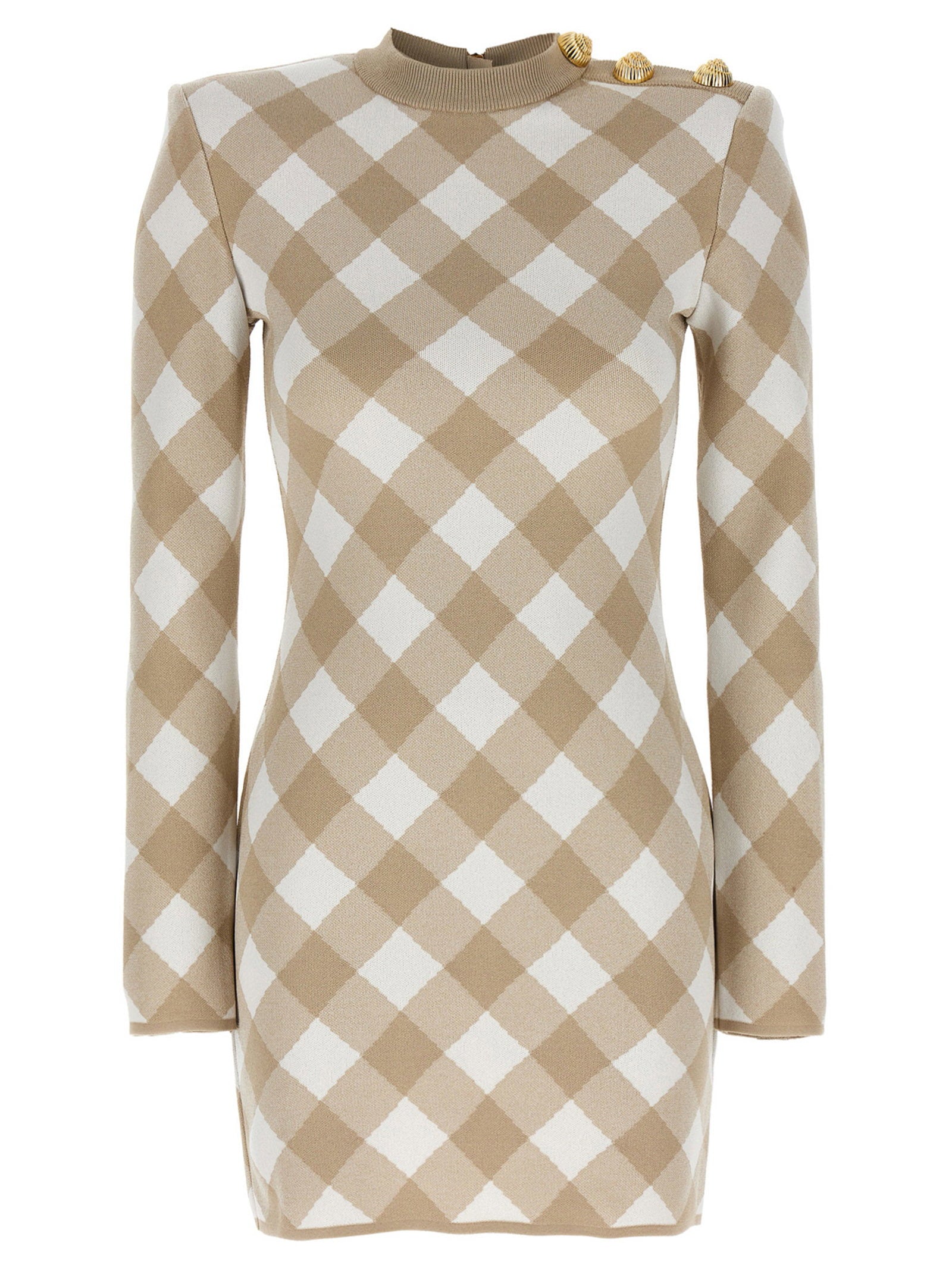 Balmain Vichy Dress — Beige