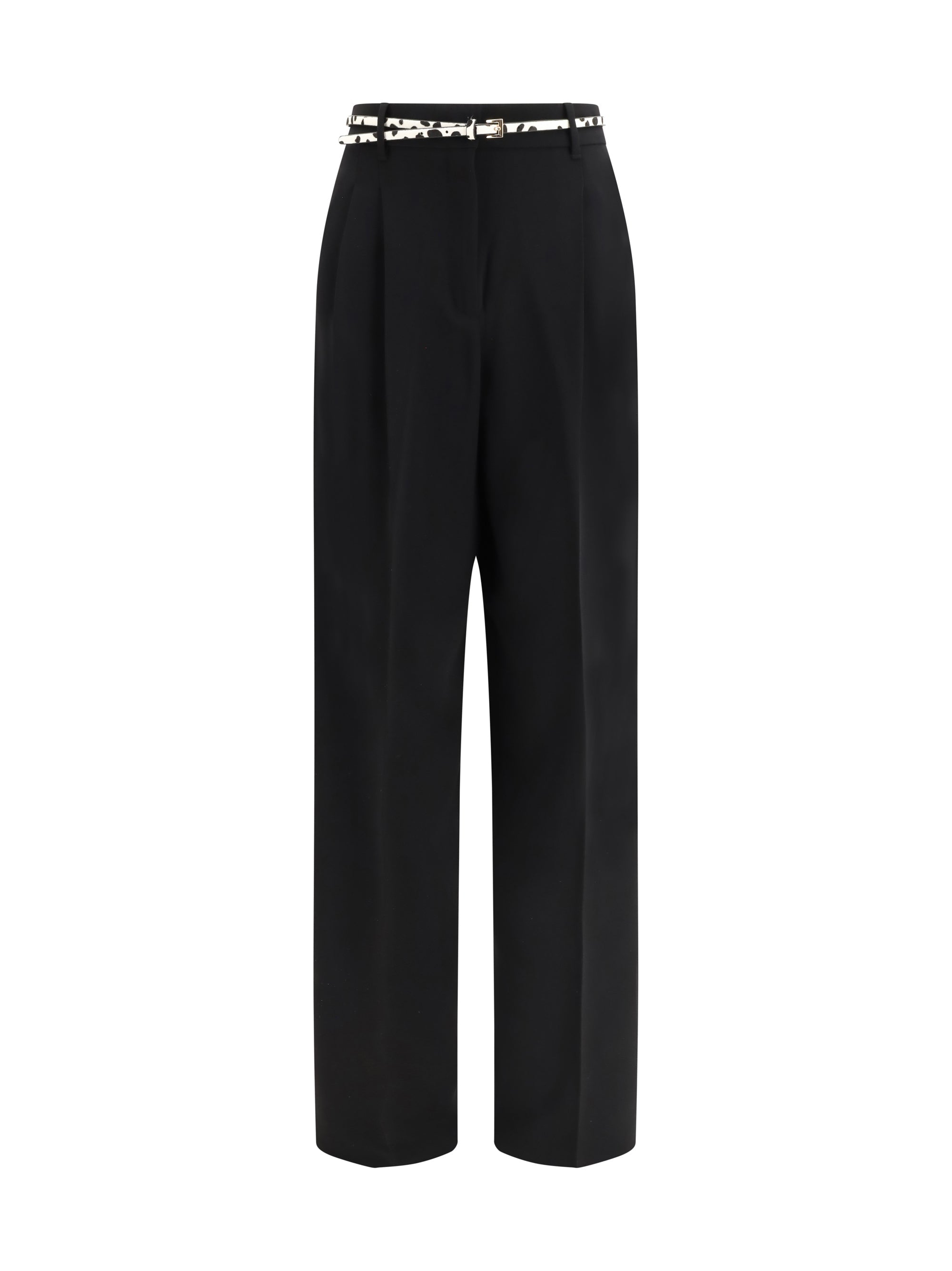 Max Mara Studio Belted High-Waist Trousers — Black