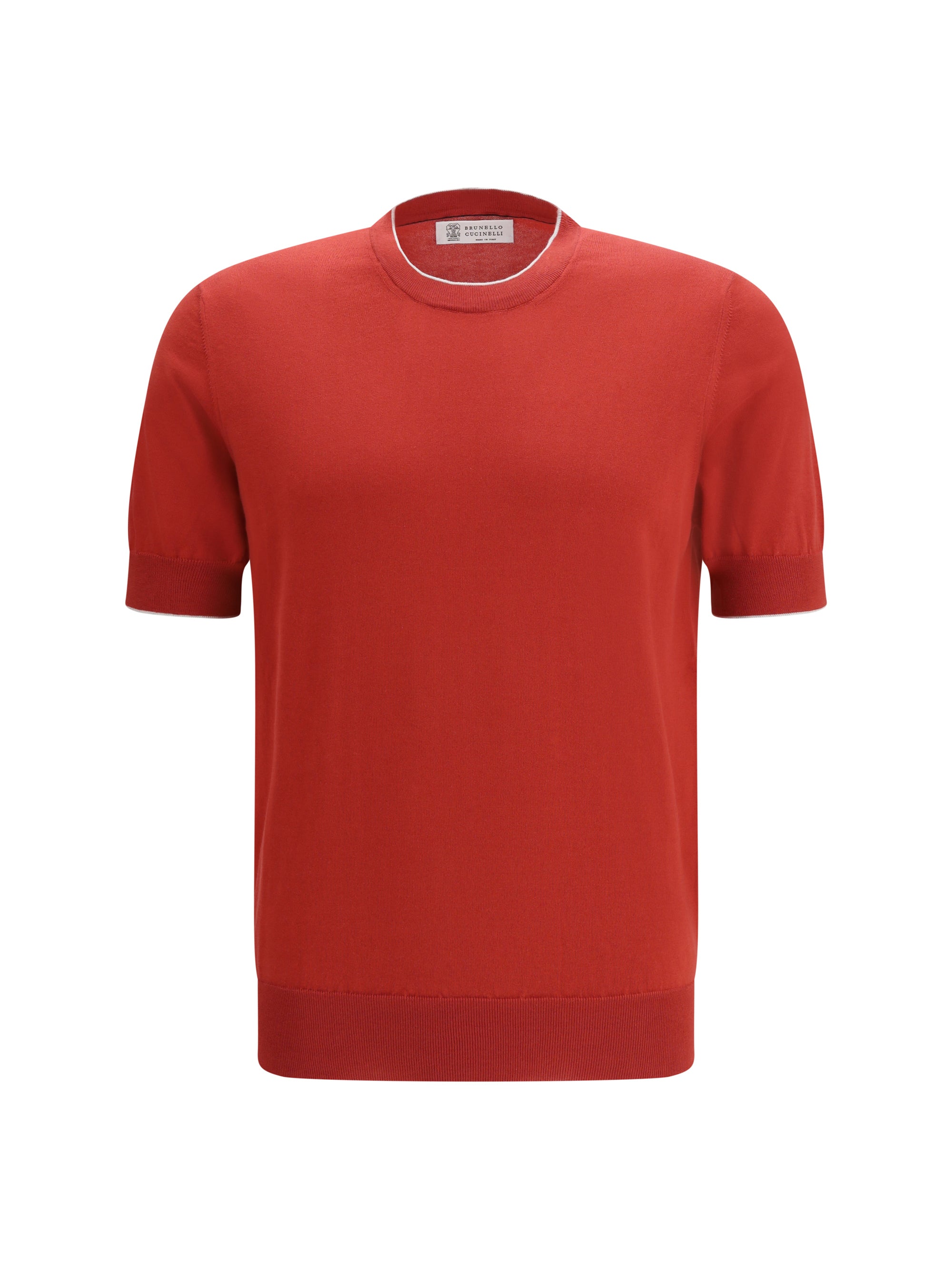 Brunello Cucinelli Cotton Crew Neck T-Shirt — Red