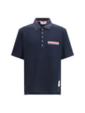 Thom Browne RWB Striped Chest Pocket Polo — Navy