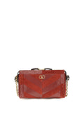 Valentino Garavani Chevron Pattern Leather Shoulder Bag — Red