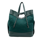 Extra Large Stitched Wool and Calfskin 31 Shopping Bag