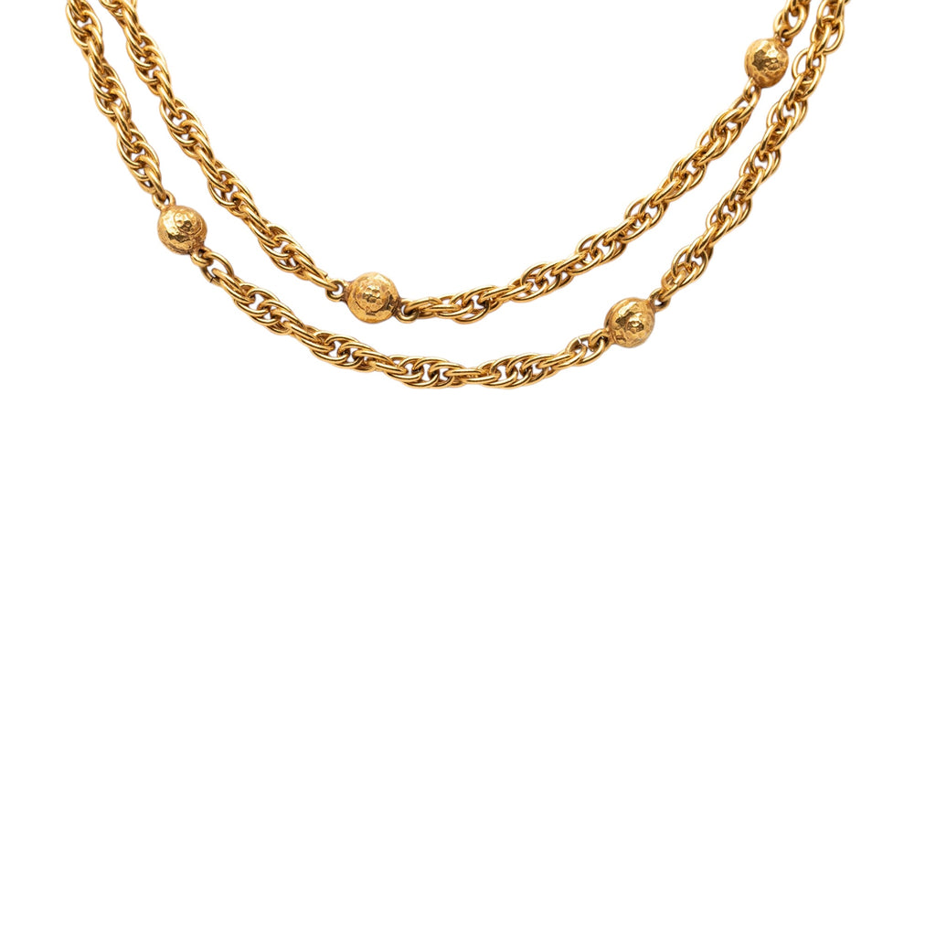 CC Gold Plated Station Chain Long Necklace