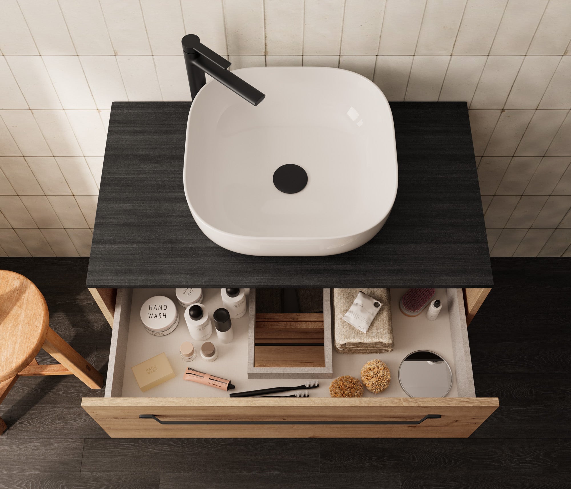 BATHME LENNOX Mueble de Baño con Lavabo y Encimera 120 Roble Ostippo Ebony