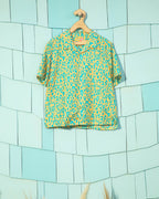Fleur Camo Silk Button-Up Orange