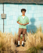 Fleur Camo Silk Button-Up Orange