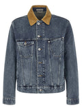 J.w.anderson Japanese Cotton Denim with Corduroy Collar Jacket — Blue