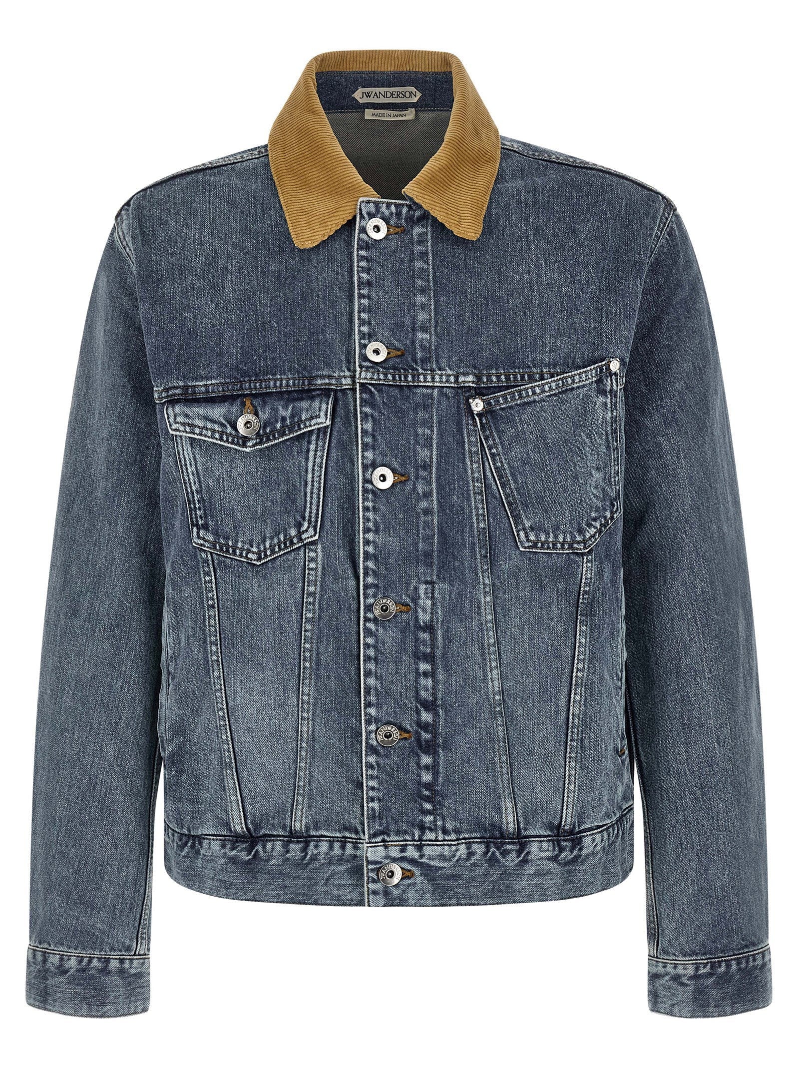 J.w.anderson Japanese Cotton Denim with Corduroy Collar Jacket — Blue