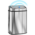 50L Sensor Bin with Soft-Close Lid, Automatic Touchless Motion Sensor Kitchen Bin with Fingerprint Resistant Stainless Steel for Hygienic Gyms, Home Office Use, Silver Tone