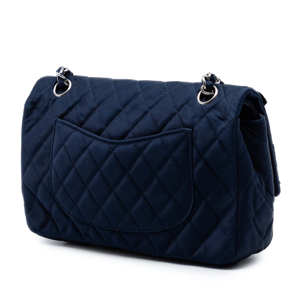 Medium Classic Satin Paillette Embellished Double Flap