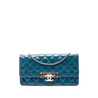 Quilted Patent Golden Class East West Wallet on Chain
