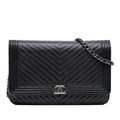 Chevron Lambskin Boy Wallet on Chain