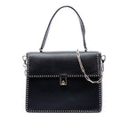 Leather Rockstud Top Handle Bag