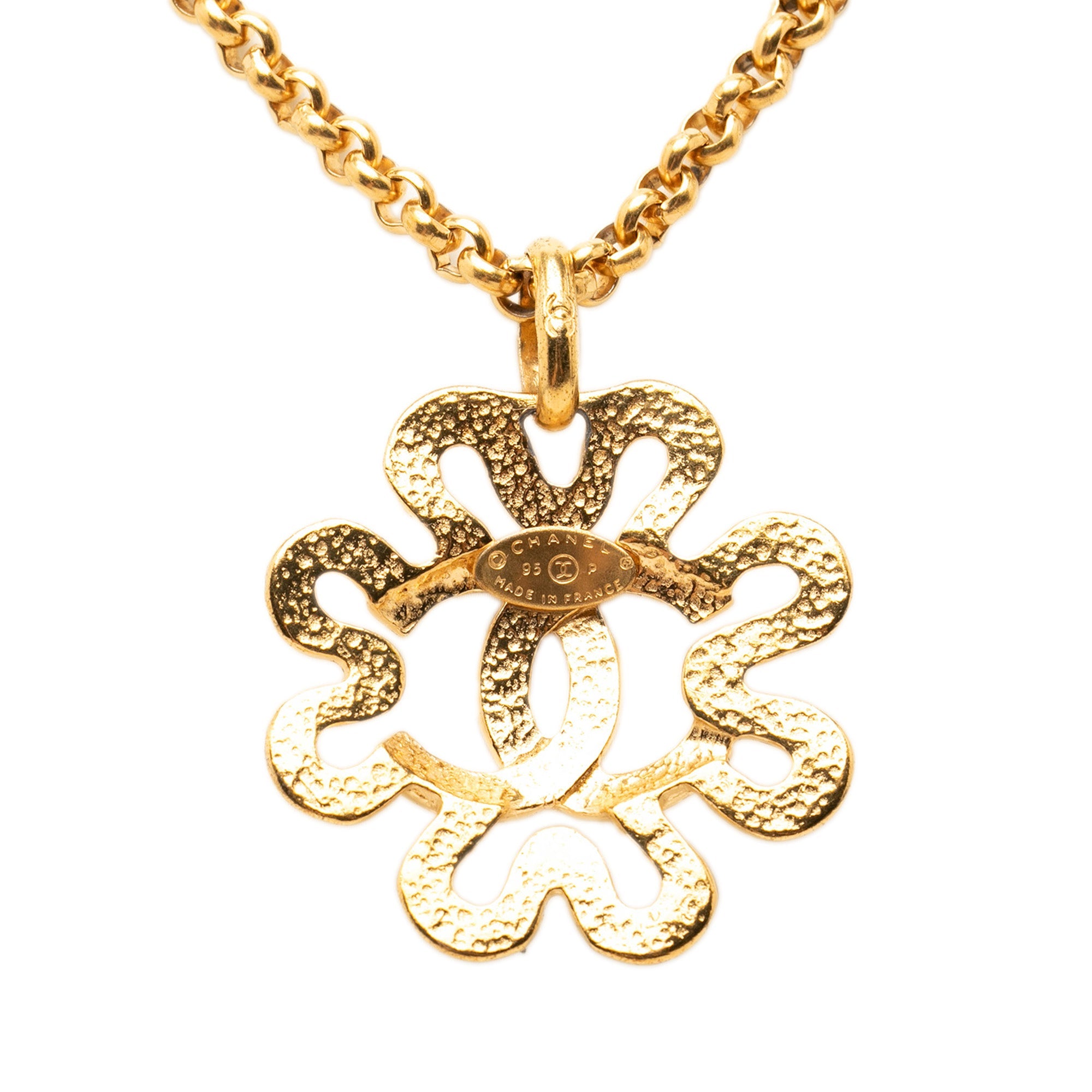 CC Gold Plated Flower Pendant Necklace