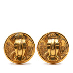 Gold Plated Quilted Round Clip On Earrings