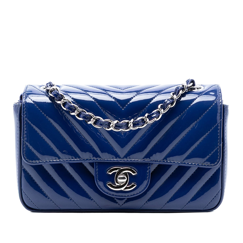 Mini Rectangular Classic Chevron Patent Single Flap