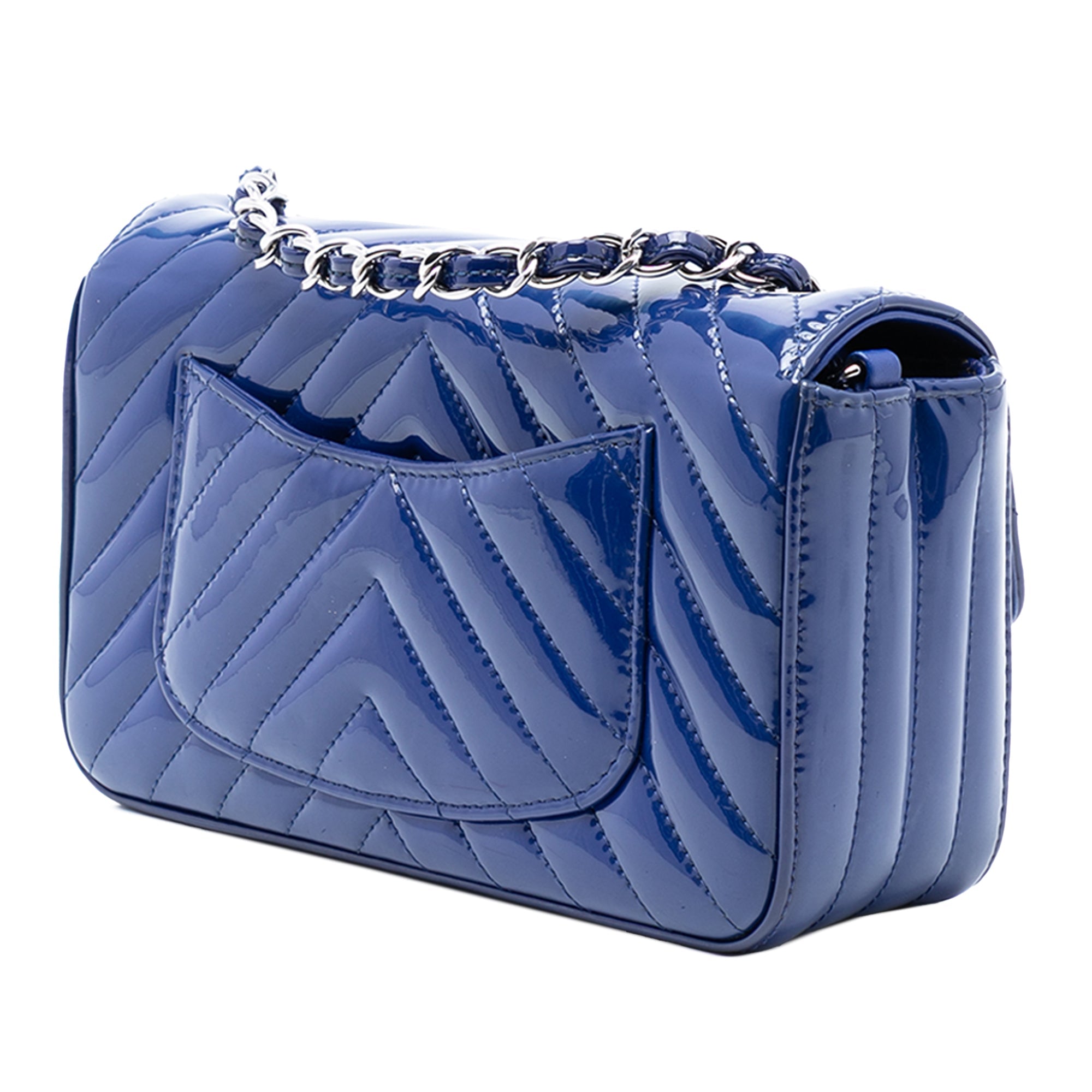 Mini Rectangular Classic Chevron Patent Single Flap